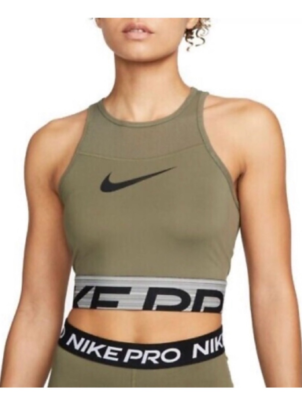 Nike pro Olive green tank top out dry fit size medium m